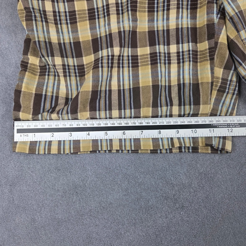 IZOD Plaid Shorts Mens 38 Brown Tan Blue Excellent Cotton Flat Front Casual - Picture 6 of 13